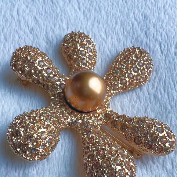 Carolee Signed Gold-tone Rhinestone Turtle Brooch With Pink  SALE!  RARE Carolee Vintage Gold Pave Crystal Brooch/Pin